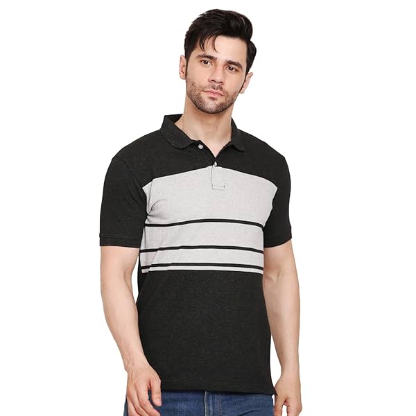 Image of Scott International Men's Rich Cotton Regular Fit Striper Polo T-Shirt, T-Shirts for Men