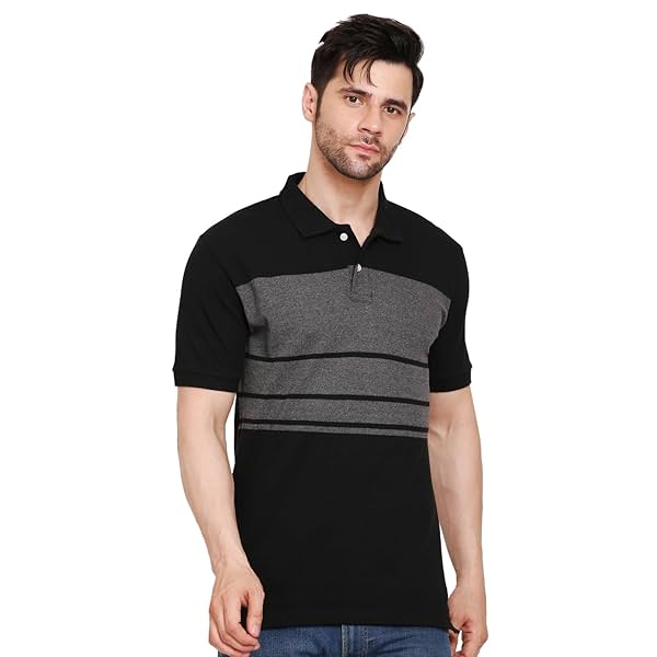 Image of Scott International Men's Rich Cotton Regular Fit Striper Polo T-Shirt, T-Shirts for Men