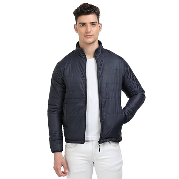 Image of Scott International Winter Jacket for Men Bomber Jacket Mens Nylon Quilted standard length