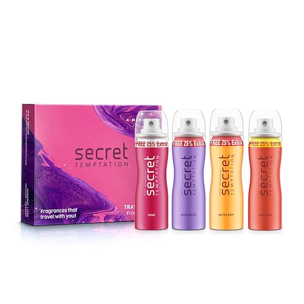 Image of Secret Temptation Travel Pack Deodorant for Women, Pack of 4 (50ml each)