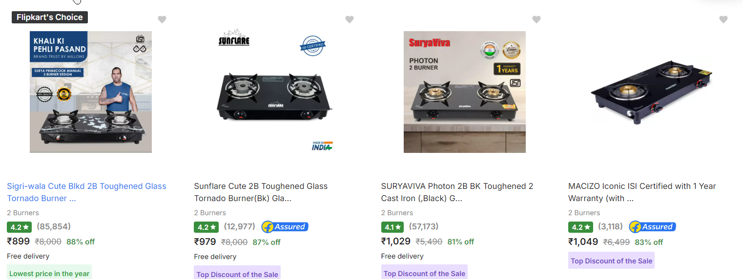 Image of Sigriwala Gas Stove 2 Burner Start @ ₹799