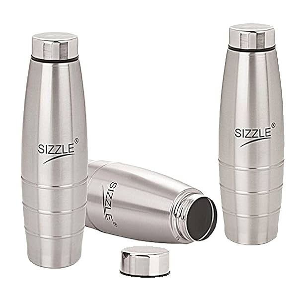 Image of Sizzle Stainless Steel Fridge Water Bottle 1000ml 3pc Set