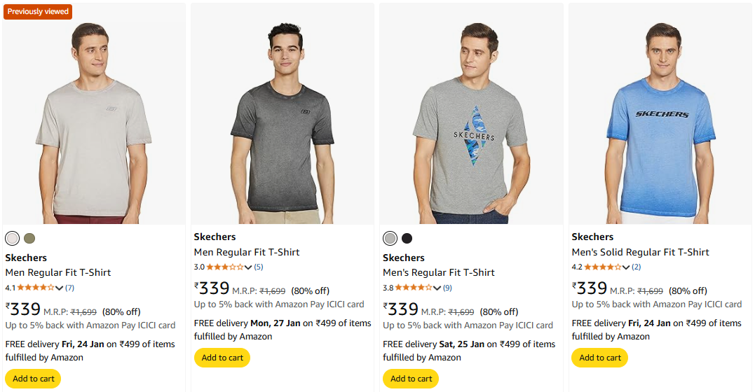 Image of Skechers Men Regular Fit T-Shirt Starting @ ₹339