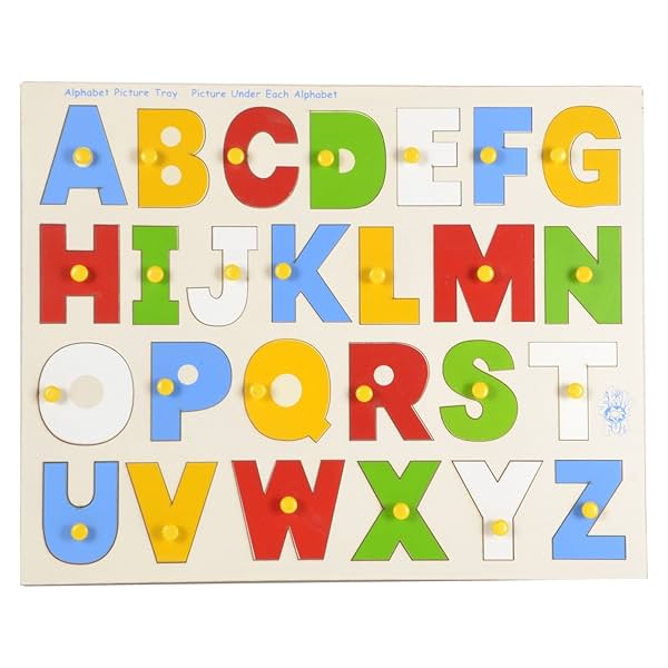 Image of Skillofun L-32SK Wooden Alphabet Tray with Knobs, Learning Tool | 