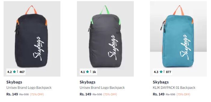 Image of Skybags Bagpack Starts Price Just ₹149