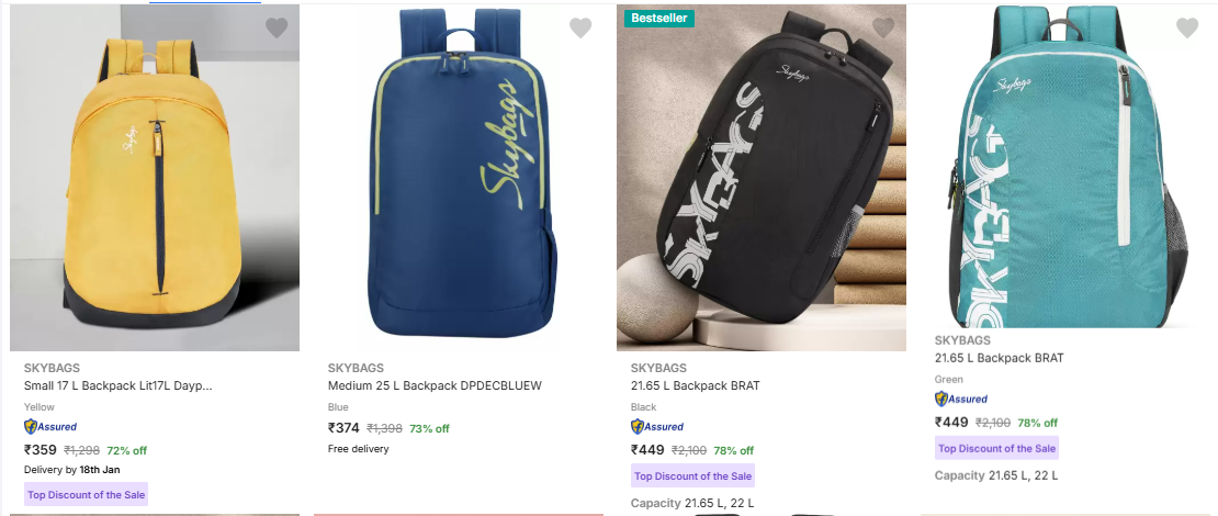 Image of Skybags Bags & Backpacks minimum 70% Discount