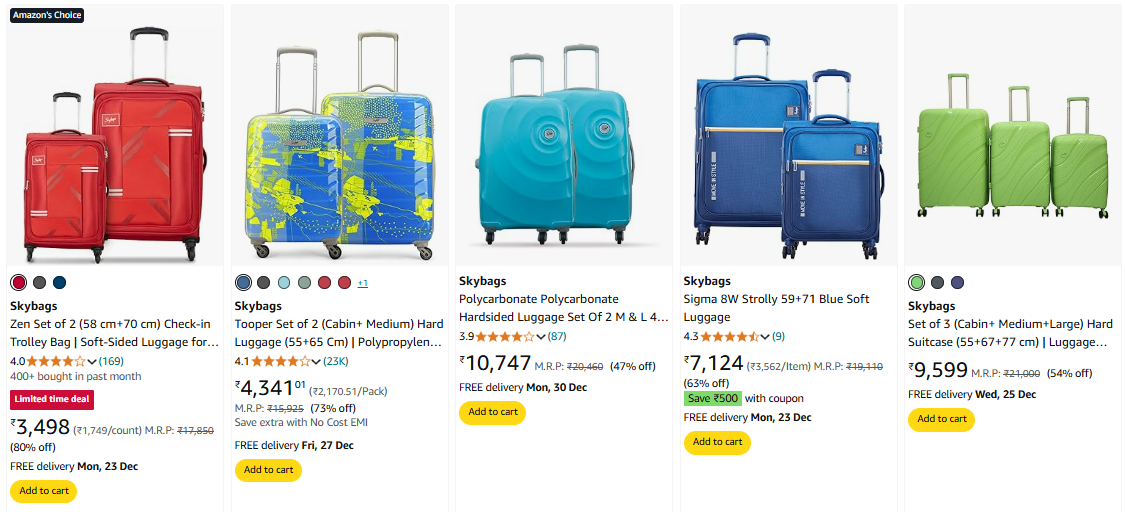 Image of Skybags Luggage up to 80% Discount