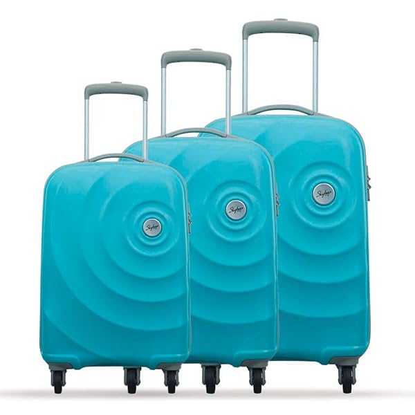 Image of Skybags Mint Turquoise Polycarbonate Hardsided 4-Wheel Luggage Trolley Set of 3