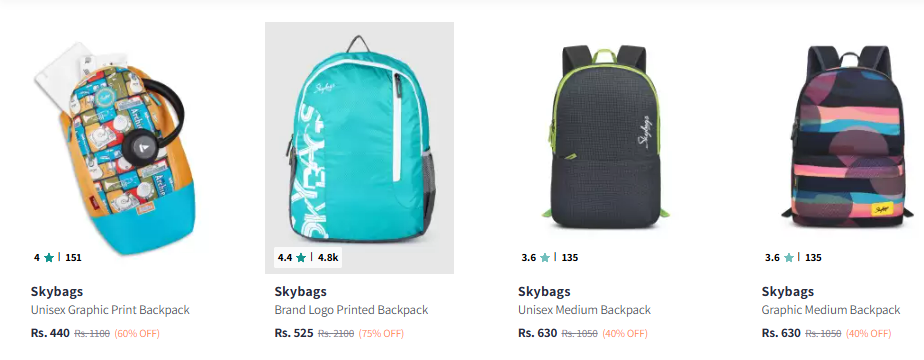 Image of Skybags Onesize Bagpacks Starting at ₹440 + Save Extra 15% with Coupon