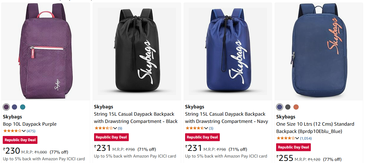 Image of Skybags String 15L Casual Daypack Backpack Starting at ₹230