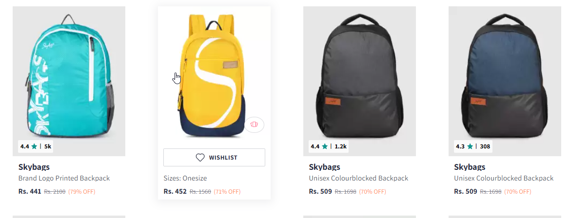 Image of Skybags Unisex Brand Logo Printed Backpack Starting Price @ ₹441