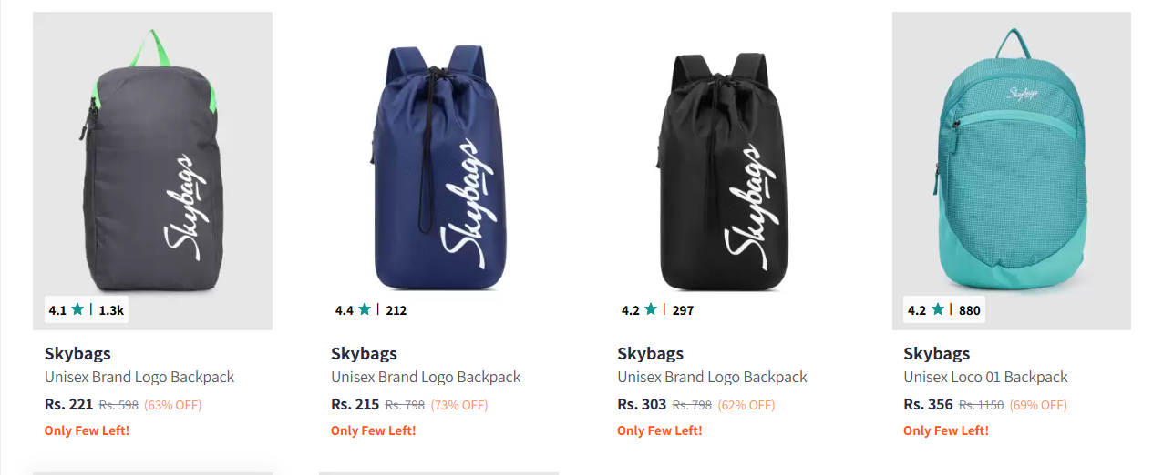 Image of Skybags Unisex Klik Brand Logo Backpack Minimum 60% Discount