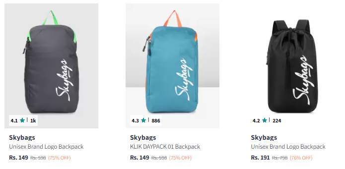 Image of Skybags Unisex Klik Brand Logo Backpack Starts @ ₹149