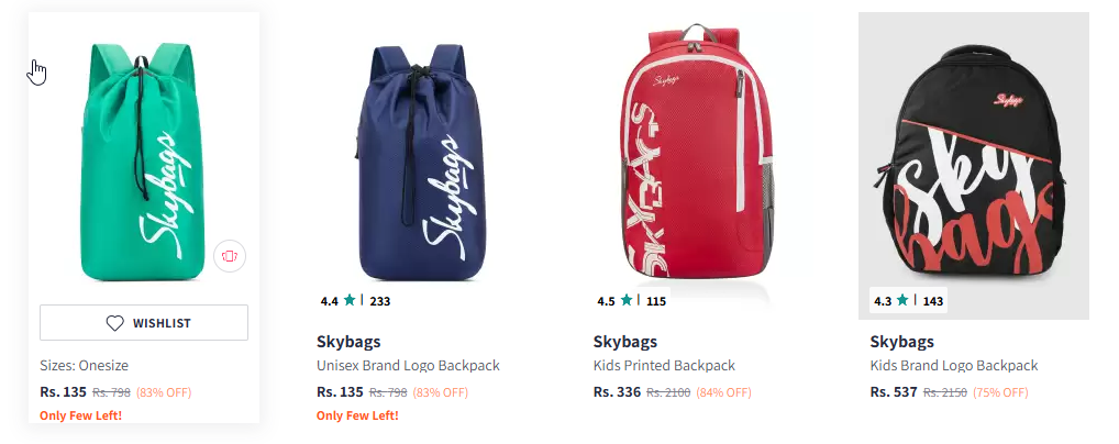 Image of Skybags backpack. Starting At @₹135