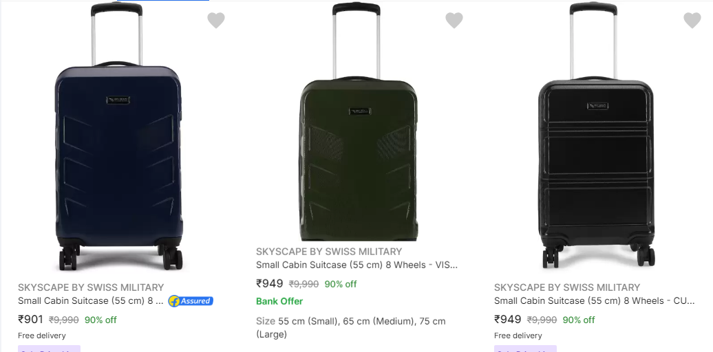 Image of Skyscape By Swiss Military Suitcases Up to 90% Discount for Starting at ₹900