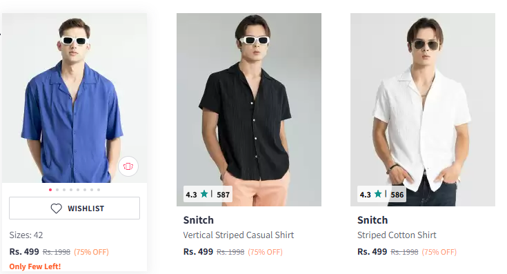 Image of Snitch Men's Oversized Casual Shirt Starting At @₹495