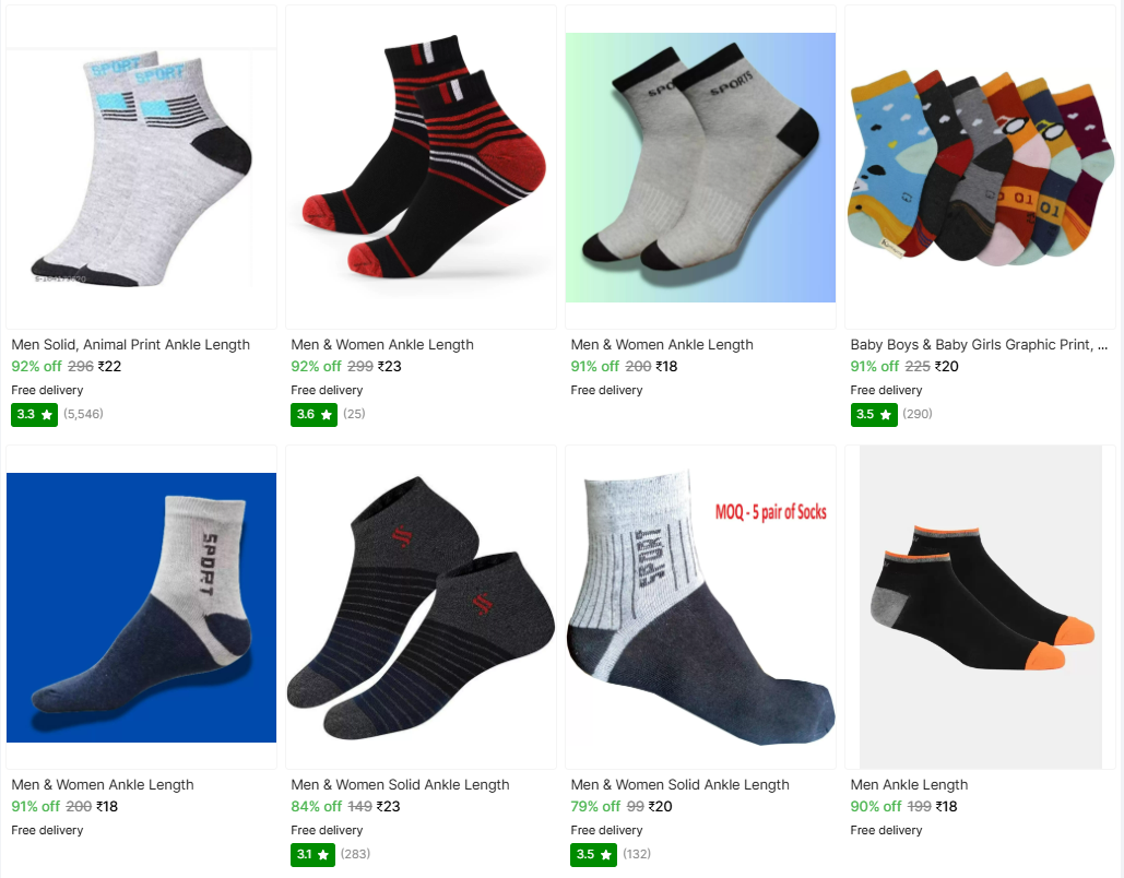 Image of Socks & Combos Starting At ₹18