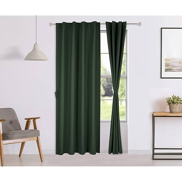 Image of Solimo 100% Solid Cotton Opaque Door Curtains, 7 Feet (Set of 2)