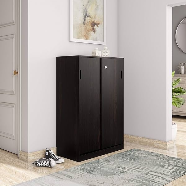 Image of Solimo Aquilla Engineered Wood Particle Board Storage Unit with 2 Door (Sliding)