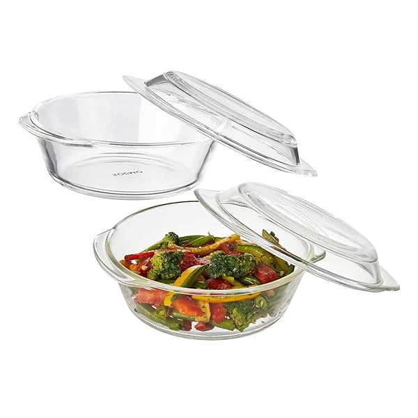 Image of Solimo Borosilicate Glass Casserole-cum-Serving Bowl PO2*650ml