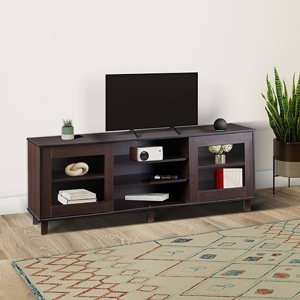 Image of Solimo Enkindle Engineered Wood 2 Door TV Unit with 7 Shelves