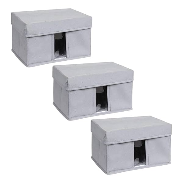 Image of Solimo Fabric Storage Box, Small, Set of 3