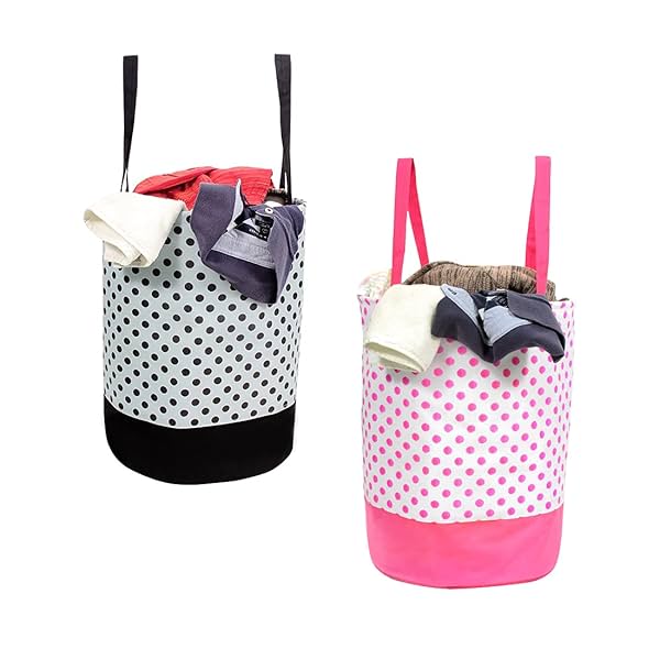 Image of Solimo Laundry Bag, Grey & Pink, Set of 2