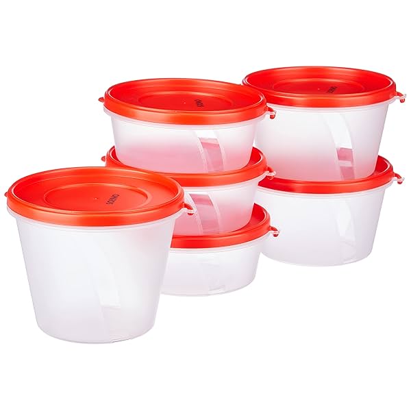 Image of Solimo Nestable & Stackable Polypropylene Container Set, Round, 6 pcs