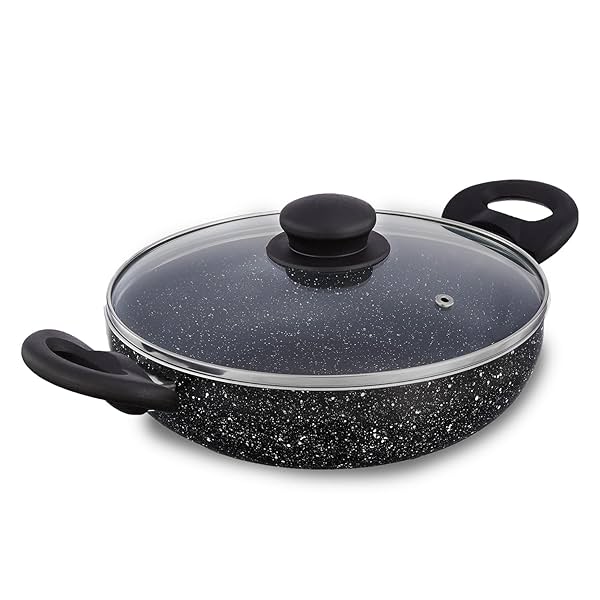 Image of Solimo Non-Stick Kadai with Glass Lid & Detachable Handle