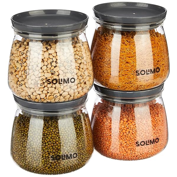 Image of Solimo Plastic Storage Jar Set, 800ml, 4 Pieces