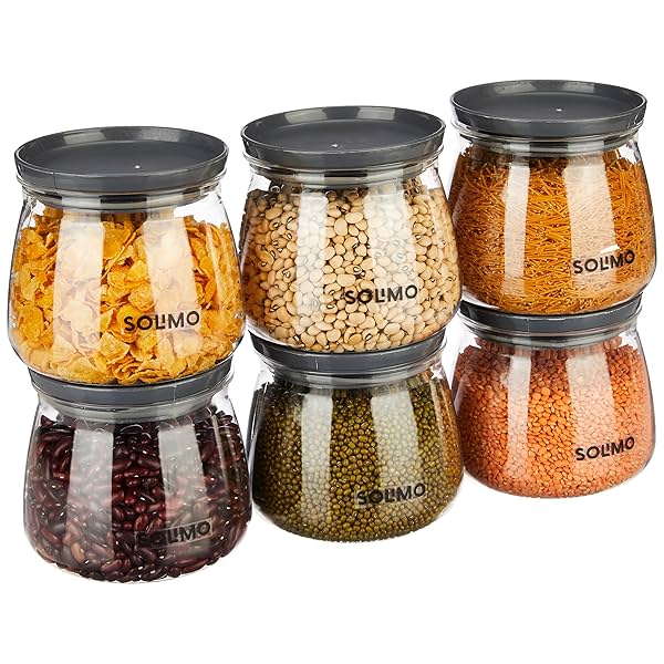 Image of Solimo Plastic Storage Jar and Container Set of 6*800ml