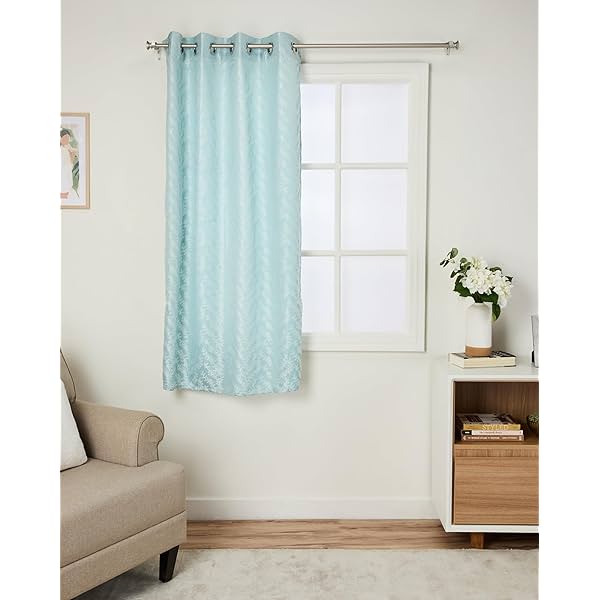 Image of Solimo Premium Polyester Opaque Tab Top Curtains (Set of 2, Blue)