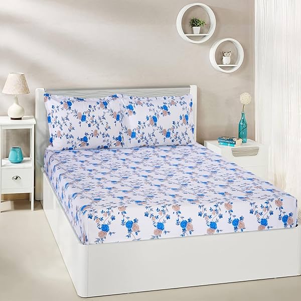 Image of Solimo Pretty Floral 200 TC Cotton Double Bedsheet