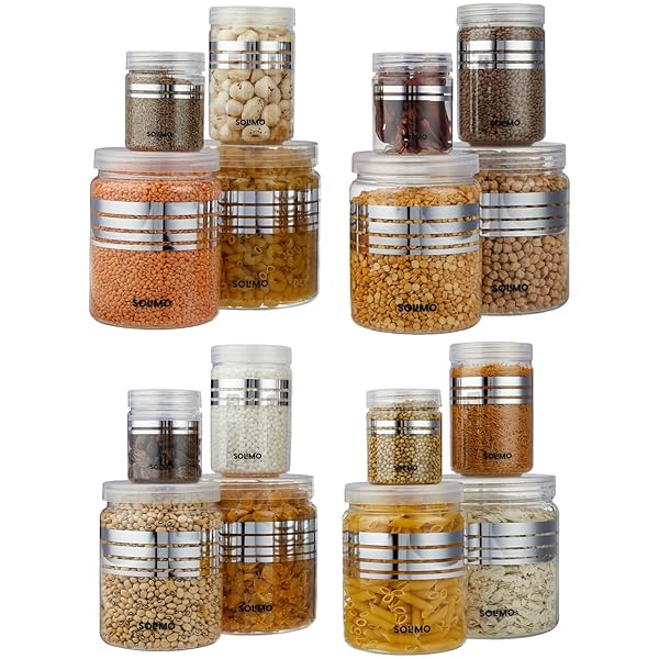 Image of Solimo - Silverline Set of 16 Jars with Plastic Cap