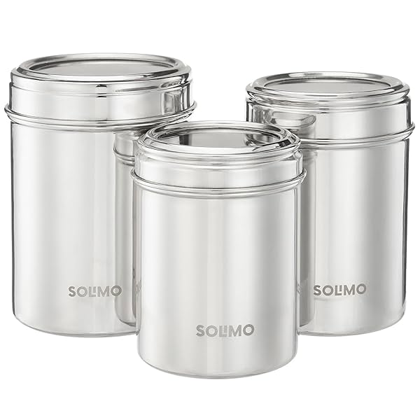 Image of Solimo Stainless Steel Canister Set (600ml, 900ml, 1200ml)