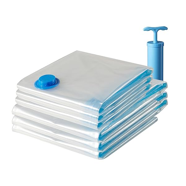 Image of Solimo vacuum storage bags, 6-pack (3 large, 3 jumbo)