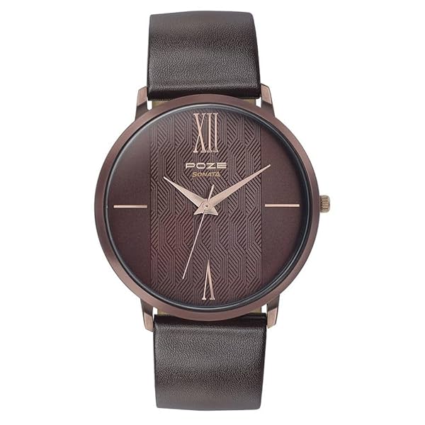 Image of Sonata Poze Quartz Analog Brown Dial Leather Strap Watch for Men