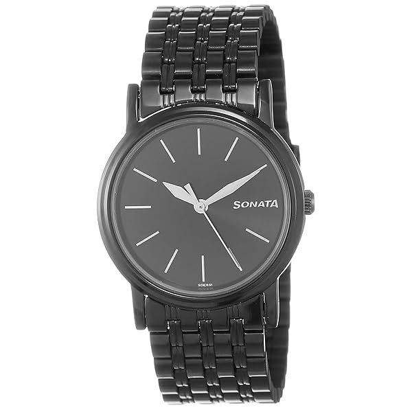 Image of Sonata Quartz Analog Black Dial Metal Strap Watch