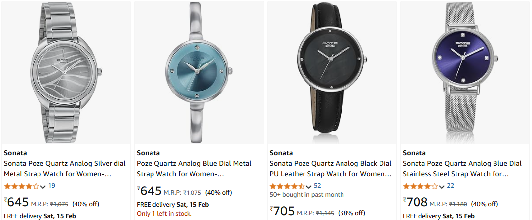 Image of Sonata Quartz Dial Metal Strap for Women Starting at ₹645