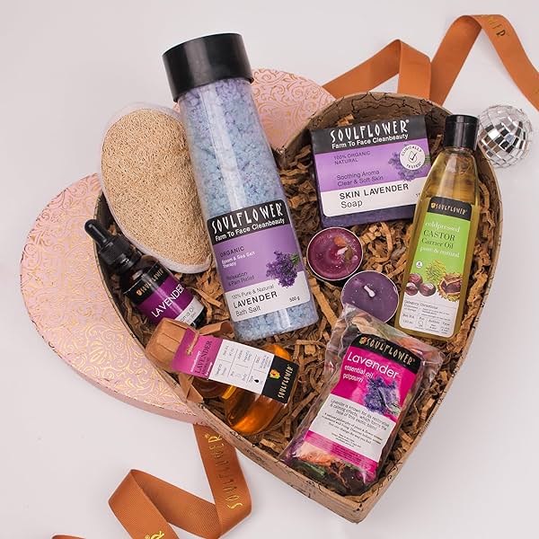 Image of Soulflower Lavender Bath & Body Celebration Heart Gift Set for Men & Women