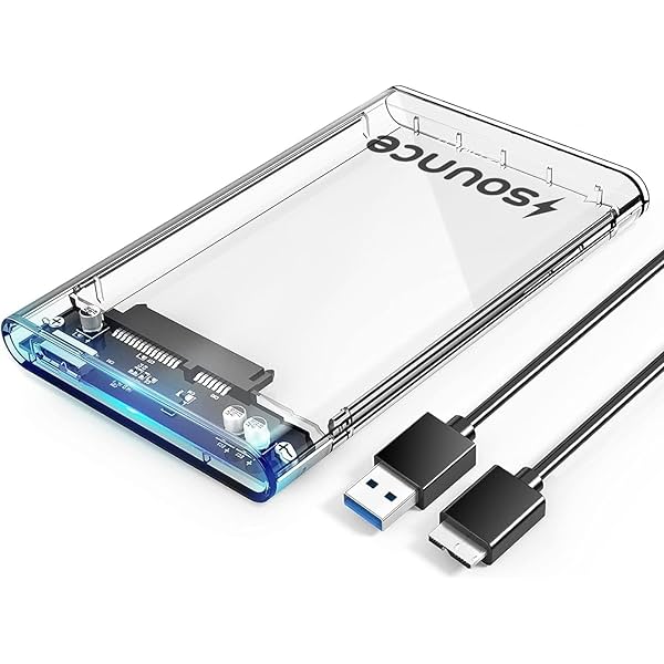 Image of Sounce 2.5\' SATA SSD Enclosure Transparent Case, USB 3.0 to SATA Tool-Free External Hard Disk