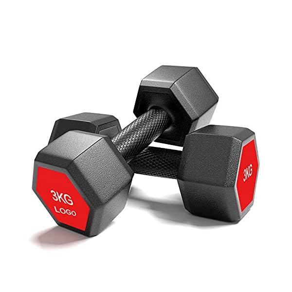 Image of Sporto Fitness Pvc Hax Dumbbell S-51 Dumbbells Coated for Non-Slip Grip