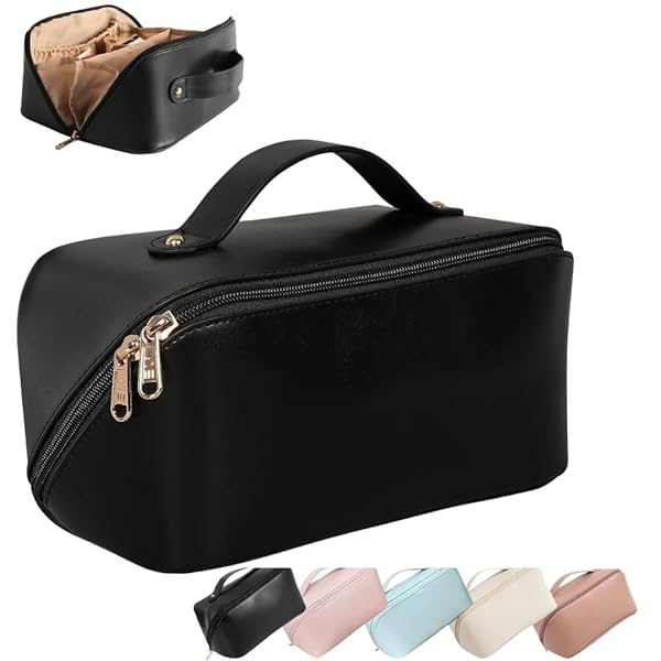 Image of Sprqcart Large Capacity Travel Cosmetic Bag With Handle And Divider