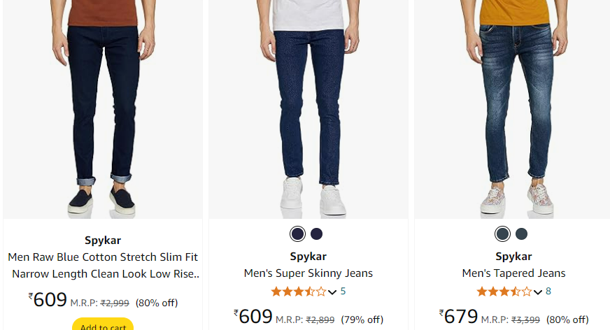 Image of Spykar Men Jeans up to 80% discount starting at just ₹609