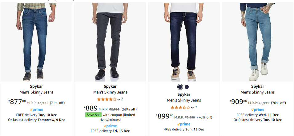 Image of Spykar Men's Jeans upto 71% Discount+ Extra Coupon Savings