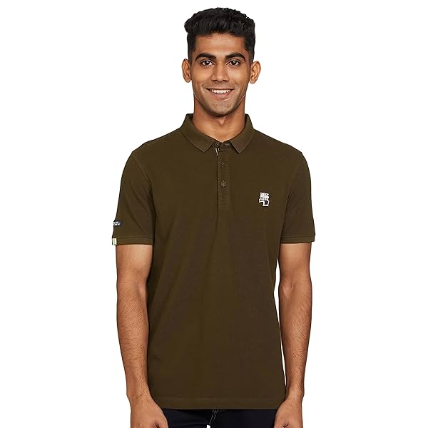 Image of Spykar Men's Polo Neck Half Sleeve Slim Fit T Shirt