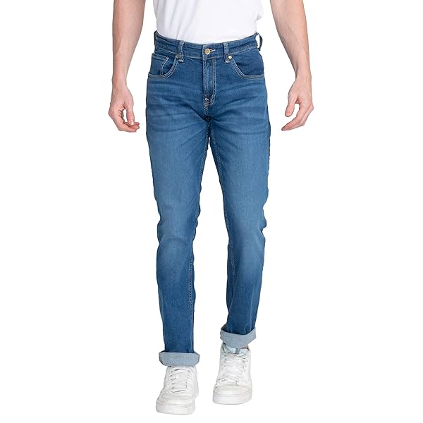 Image of Spykar Men's Solid Regular Fit Jeans