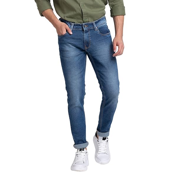 Image of Spykar Men's Solid Slim Fit Jeans 