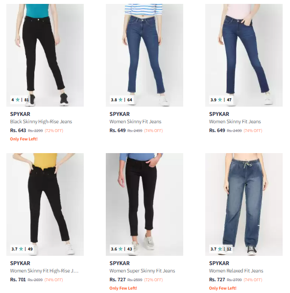 Image of Spykar Women Fashion jeans Starts Price @ ₹643