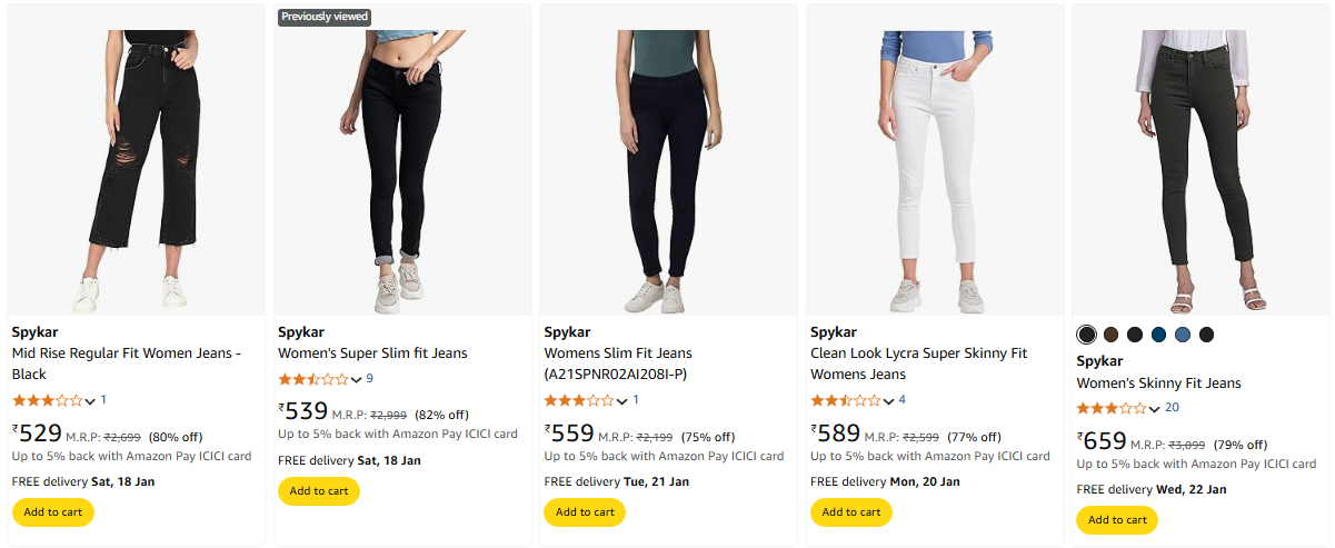 Image of Spykar Women's Jeans minimum 75% Discount